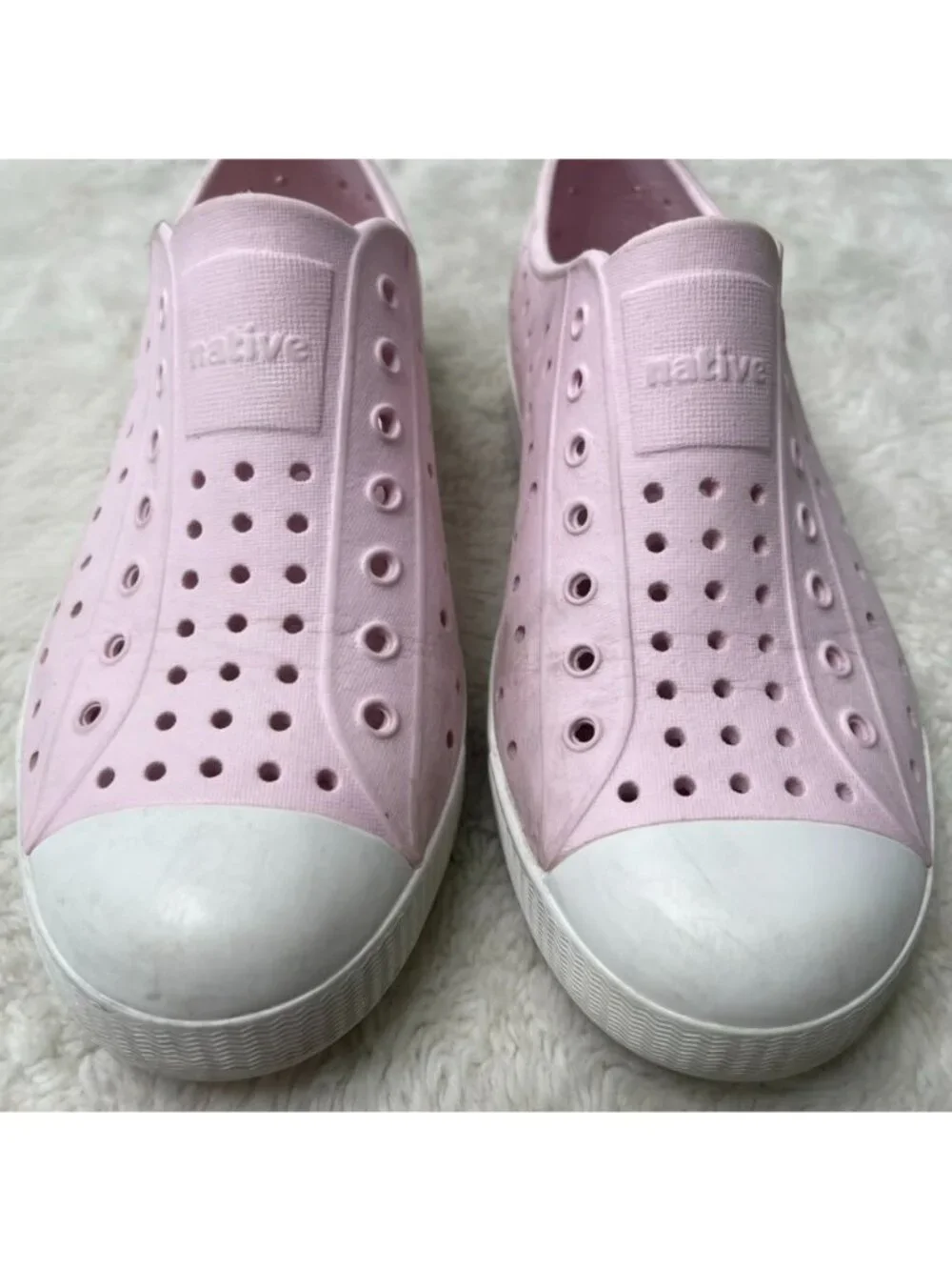 Native Shoes Jefferson Kids Size J3 Pink Slip Washable Sneakers Loafers